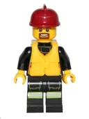 Minifigurka: CTY0382:  Fire - Reflective Stripe Vest with Pockets and Shoulder Strap, Dark Red Fire Helmet, Life Jacket Center Buckle