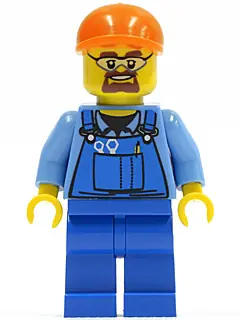 CTY0398:  Overalls with Tools in Pocket Blue, Orange Short Bill Cap, Safety Goggles