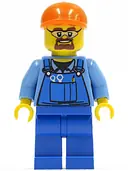 Minifigurka: CTY0398:  Overalls with Tools in Pocket Blue, Orange Short Bill Cap, Safety Goggles