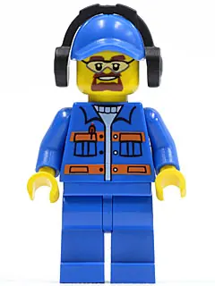 CTY0401:  Blue Jacket with Pockets and Orange Stripes, Blue Legs, Blue Cap with Hole, Headphones, Safety Goggles
