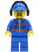 Minifigurka: CTY0401:  Blue Jacket with Pockets and Orange Stripes, Blue Legs, Blue Cap with Hole, Headphones, Safety Goggles