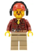 Minifigurka: CTY0404:  Flannel Shirt with Pocket and Belt, Dark Tan Legs, Red Cap with Hole, Headphones, Beard