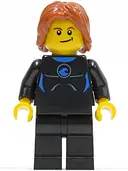 Minifigurka: CTY0407:  Coast Guard City - Surfer in Wetsuit, Dark Orange Tousled Hair, Crooked Smile