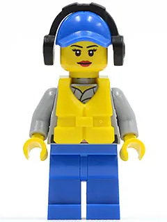 CTY0410:  Coast Guard City - Crew Member Female, Blue Cap with Hole, Headphones