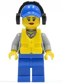 Minifigurka: CTY0410:  Coast Guard City - Crew Member Female, Blue Cap with Hole, Headphones