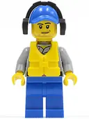 Minifigurka: CTY0418:  Coast Guard City - Crew Member Male, Blue Cap with Hole, Headphones