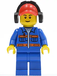 CTY0420:  Blue Jacket with Pockets and Orange Stripes, Blue Legs, Red Cap with Hole, Headphones