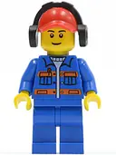 Minifigurka: CTY0420:  Blue Jacket with Pockets and Orange Stripes, Blue Legs, Red Cap with Hole, Headphones