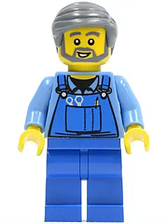 CTY0430:  Overalls with Tools in Pocket, Dark Bluish Gray Smooth Hair