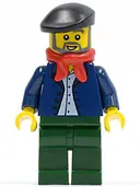Minifigurka: CTY0441:  Dark Blue Jacket, Light Blue Shirt, Dark Green Legs, Red Bandana, Black Beret