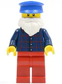 Minifigurka: CTY0442:  Plaid Button Shirt, Red Legs, White Short Beard, Blue Hat