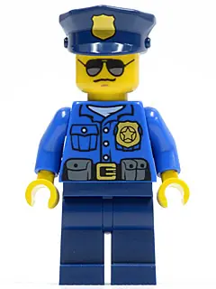 CTY0450:  Police - City Officer, Gold Badge, Police Hat, Sunglasses