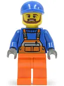 Minifigurka: CTY0459:  Overalls with Safety Stripe Orange, Orange Legs, Blue Short Bill Cap, Brown Beard (Tow Truck Driver)