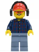 Minifigurka: CTY0466:  Plaid Button Shirt, Sand Blue Legs, Red Cap with Hole, Black Headphones