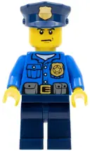 Minifigurka: CTY0476:  Police - City Officer, Gold Badge, Police Hat, Scowl