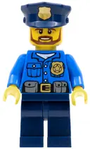 Minifigurka: CTY0477:  Police - City Officer, Gold Badge, Police Hat, Beard