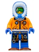 Minifigurka: CTY0497:  Arctic Explorer, Male with Green Goggles and Snowshoes