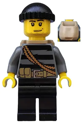 CTY0501:  Police - City Burglar, Knit Cap and Open Backpack