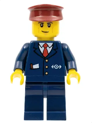 CTY0505:  Dark Blue Suit with Train Logo, Dark Blue Legs, Dark Red Hat, Cheek Lines