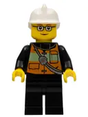 Minifigurka: CTY0508:  Fire - Reflective Stripe Vest with Pockets and Shoulder Strap, White Fire Helmet, Glasses