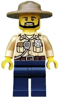CTY0517:  Swamp Police - Officer, Shirt, Dark Tan Hat, Black Beard