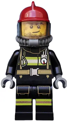 CTY0524:  Fire - Reflective Stripes with Utility Belt, Dark Red Fire Helmet, Breathing Neck Gear with Air Tanks, Crooked Smile and Scar