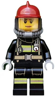 CTY0525:  Fire - Reflective Stripes with Utility Belt, Dark Red Fire Helmet, Breathing Neck Gear with Air Tanks, Nougat Lips Smile