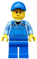 Minifigurka: CTY0526:  Overalls with Tools in Pocket Blue, Blue Cap with Hole, Sweat Drops