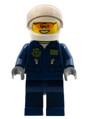 CTY0535:  Swamp Police - Helicopter Pilot, Dark Blue Flight Suit with Badge, Helmet, Plain Hips and Legs