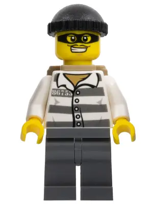 CTY0537:  Police - Jail Prisoner 86753 Prison Stripes, Black Knit Cap, Backpack, Mask