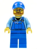Minifigurka: CTY0544:  Overalls with Tools in Pocket Blue, Blue Cap with Hole, Beard and Glasses