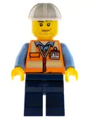 Minifigurka: CTY0557:  Space Engineer, Male, Orange Vest, Dark Blue Legs, White Construction Helmet, Stubble