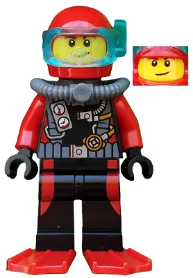 CTY0558:  Scuba Diver, Male, Red Flippers