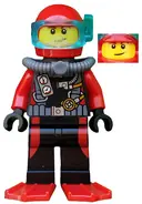 Minifigurka: CTY0558:  Scuba Diver, Male, Red Flippers
