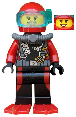 CTY0559:  Scuba Diver, Female, Red Flippers