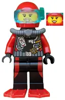 Minifigurka: CTY0559:  Scuba Diver, Female, Red Flippers