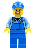 Minifigurka: CTY0574:  Overalls with Tools in Pocket Blue, Blue Cap with Hole, Brown Moustache and Goatee