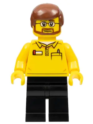 CTY0578:  LEGO Store Employee, Black Legs, Beard and Glasses