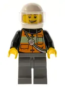 Minifigurka: CTY0587:  Fire - Reflective Stripe Vest with Pockets and Shoulder Strap,White Helmet, Brown Eyebrows