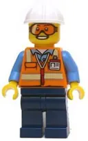 Minifigurka: CTY0600:  Space Engineer, Male, Orange Vest, Dark Blue Legs, White Construction Helmet, Goggles