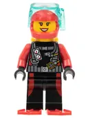 Minifigurka: CTY0602:  Scuba Diver, Female, Flippers, Yellow Air Tanks