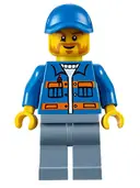 Minifigurka: CTY0610:  Blue Jacket with Pockets and Orange Stripes, Sand Blue Legs, Blue Short Bill Cap, Beard