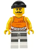Minifigurka: CTY0612:  Police - Jail Prisoner 92116 Undershirt, Striped Legs, Black Knit Cap