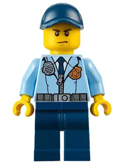 CTY0616:  Police - City Officer, Jacket with Dark Blue Tie and Gold Badge, Dark Blue Legs, Dark Blue Cap