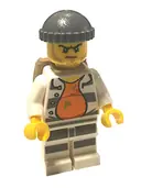Minifigurka: CTY0618:  Police - Jail Prisoner 18675, Open Shirt, Striped Legs, Gray Knit Cap, Backpack