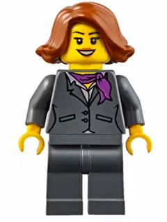 CTY0623:  Dark Bluish Gray Jacket with Magenta Scarf, Dark Bluish Gray Legs, Dark Orange Female Hair Short Swept Sideways (Ferry Passenger)
