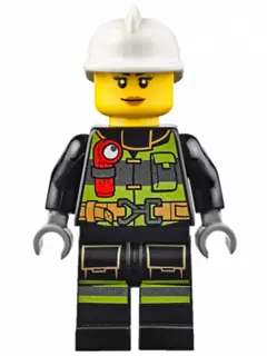 CTY0627:  Fire - Reflective Stripes with Utility Belt and Flashlight, White Fire Helmet, Nougat Lips