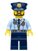 Minifigurka: CTY0633:  Police - City Officer, Zipper Jacket and Badge, Prison Island Police Chief