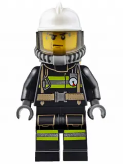 CTY0637:  Fire - Reflective Stripes with Utility Belt, White Fire Helmet, Breathing Neck Gear with Air Tanks, Trans-Brown Visor, Sweat Drops
