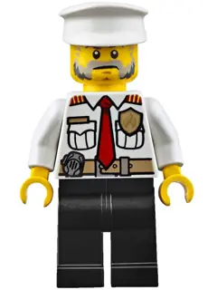 CTY0647:  Fire Boat Captain - White Shirt with Red Tie, Badge, Belt, Black Legs, White Police Hat